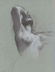 A Nude Woman, Half-Length, with Her Hand Raised to Her Eyes